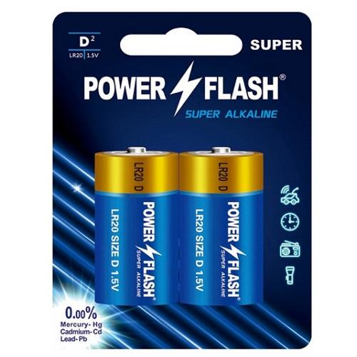 Батарейки для газовой колонки LR20 Power Flash Alkaline 1.5v (В комплекте 2 шт.)